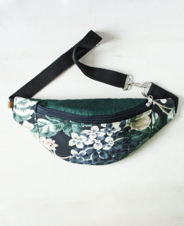 Nerka standard - hortensje (granat - butelkowa zieleń)