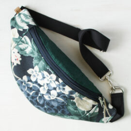 Nerka standard - hortensje (granat - butelkowa zieleń)