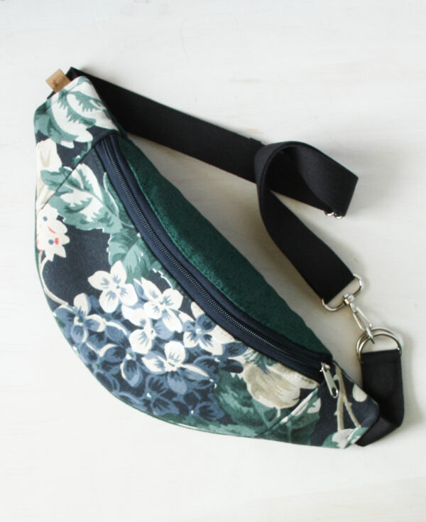 Nerka standard - hortensje (granat - butelkowa zieleń)